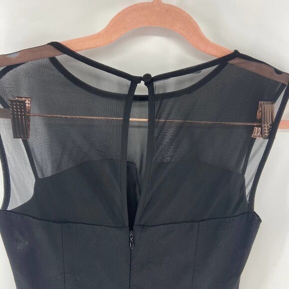 Aidan Mattox Black Mesh High neck sleeveless peplum cocktail dress womens 2 - Picture 5 of 8
